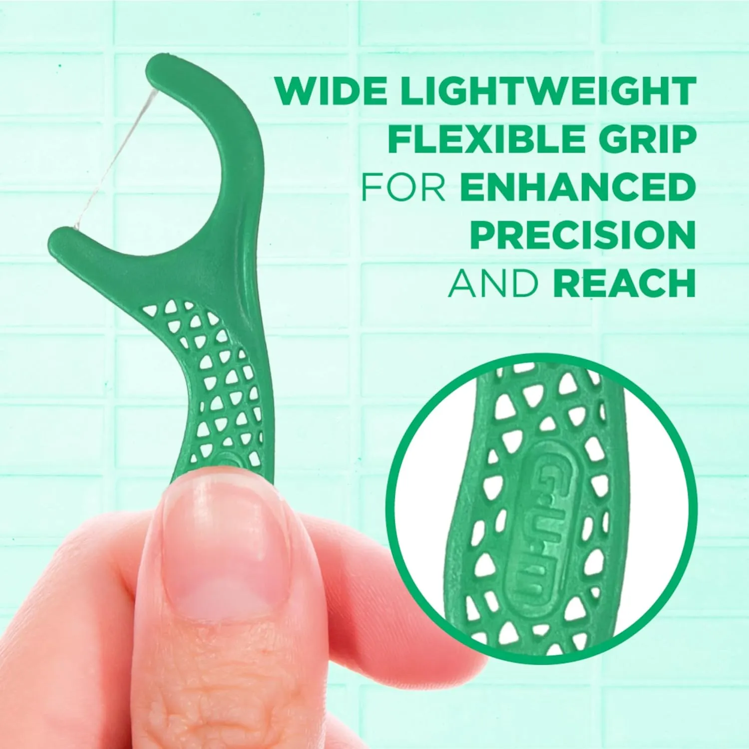 GUM Professional Clean Floss Picks - Extra Strong Shred-Resistant Floss, Easy Grip Handle - Dental Flossers for Adults - Fresh Mint Flavor, 90 Count (Pack of 6)