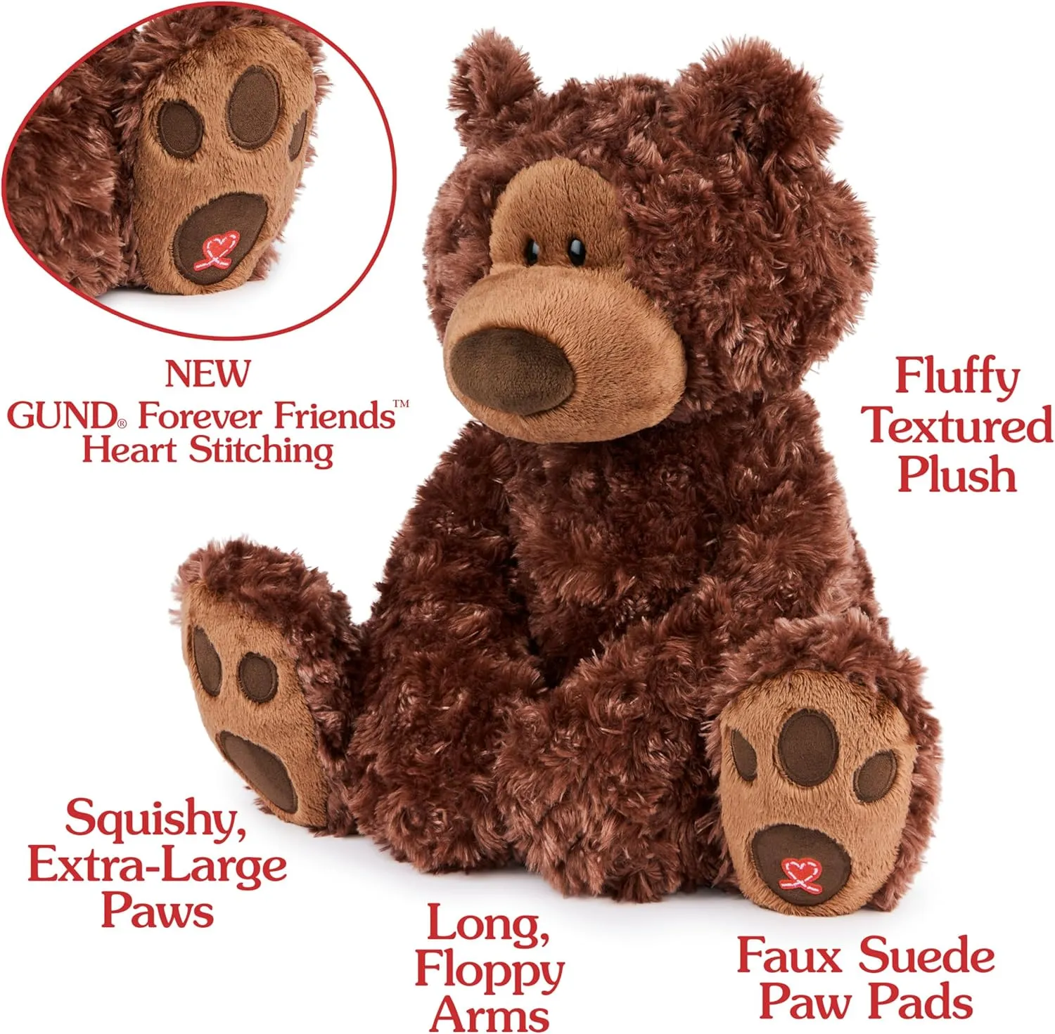 GUND Philbin Classic Teddy Bear, Premium Stuffed Animal for Ages 1 and Up, Chocolate Brown, 18”