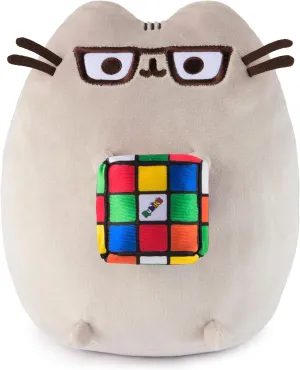 GUND Pusheen with Rubik's Cube Plush, Stuffed Animal for Ages 8 and Up, Gray, 9.5"