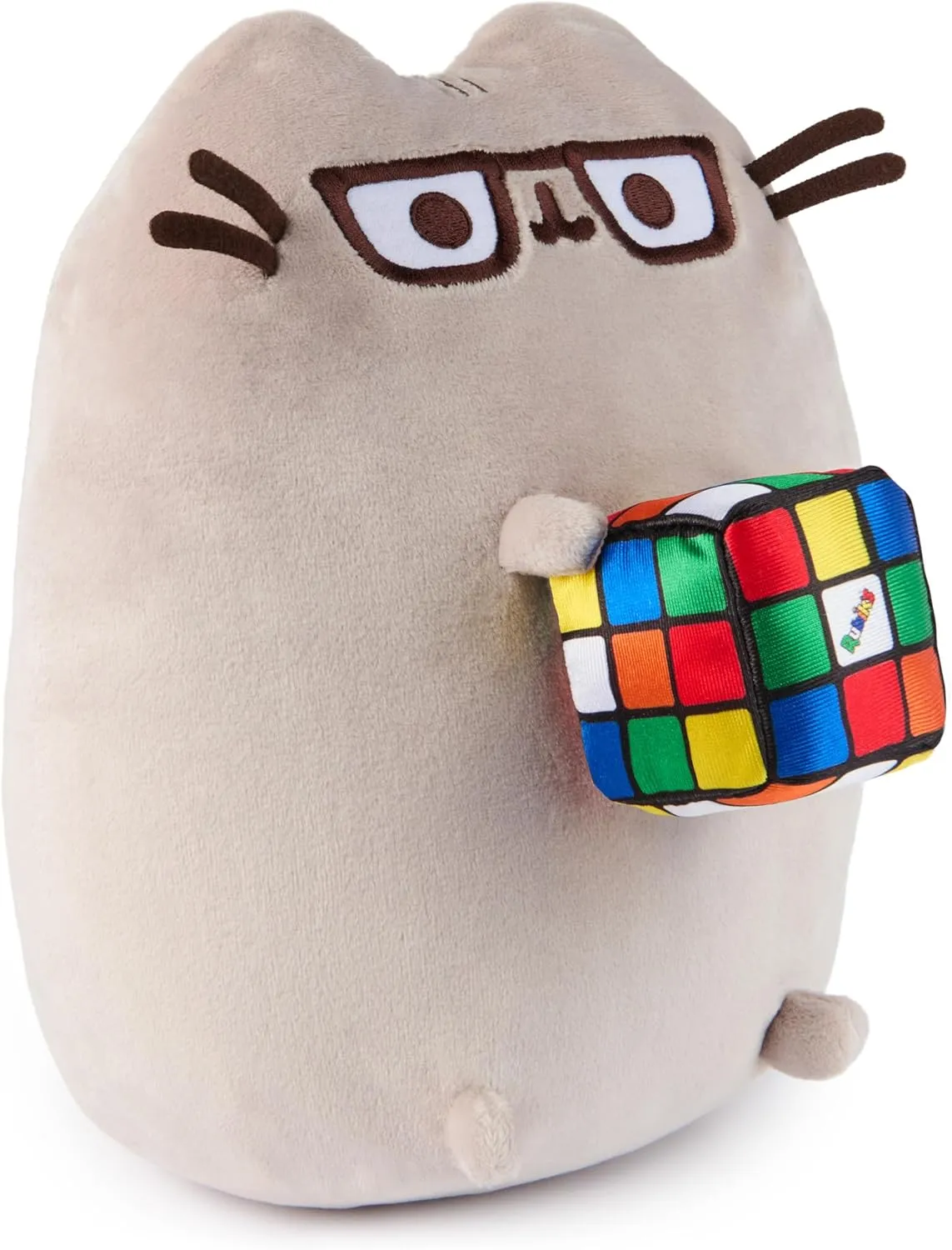GUND Pusheen with Rubik's Cube Plush, Stuffed Animal for Ages 8 and Up, Gray, 9.5"
