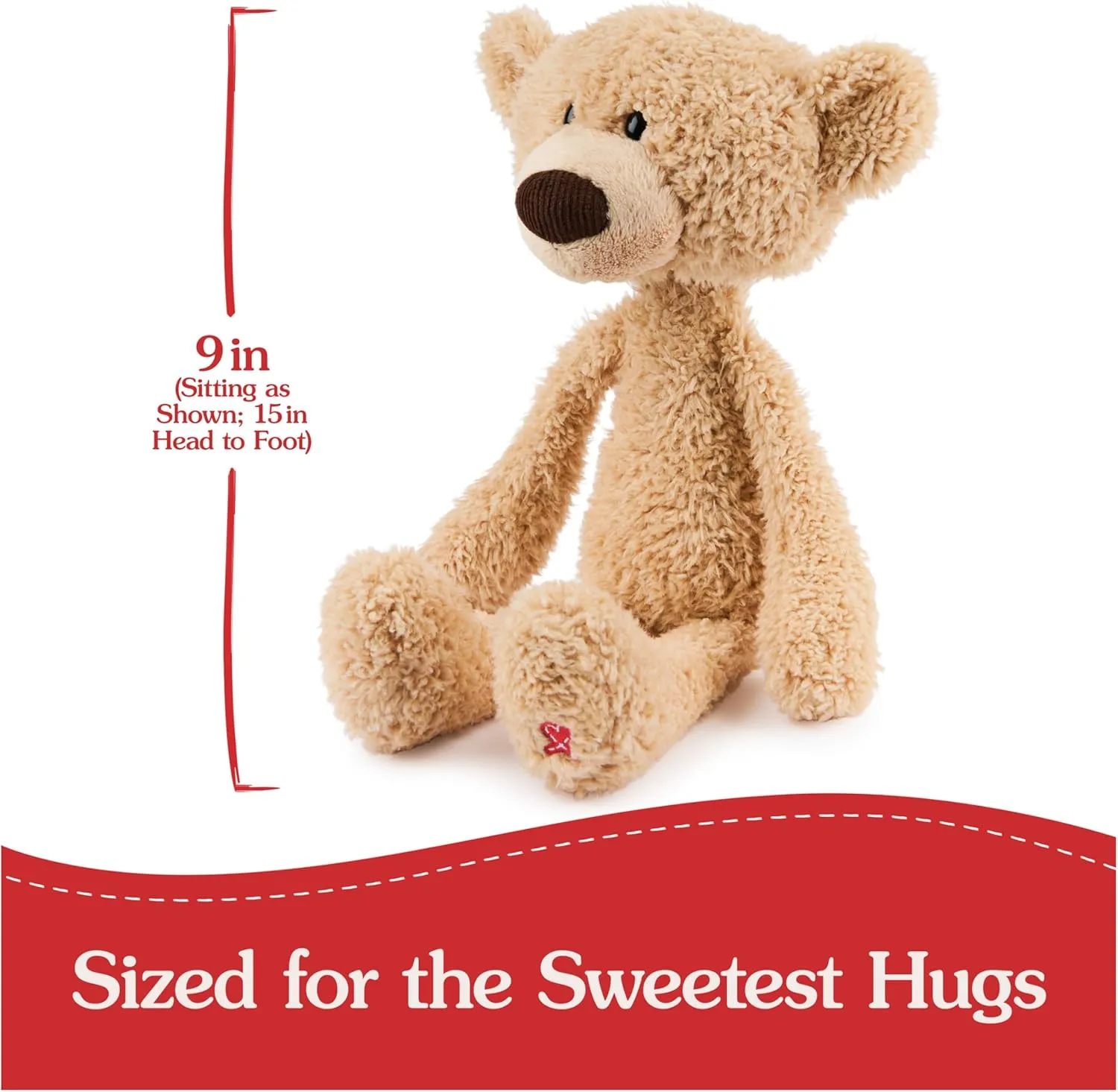 GUND Toothpick Classic Teddy Bear, Premium Stuffed Animal for Ages 1 and Up, Beige, 15”