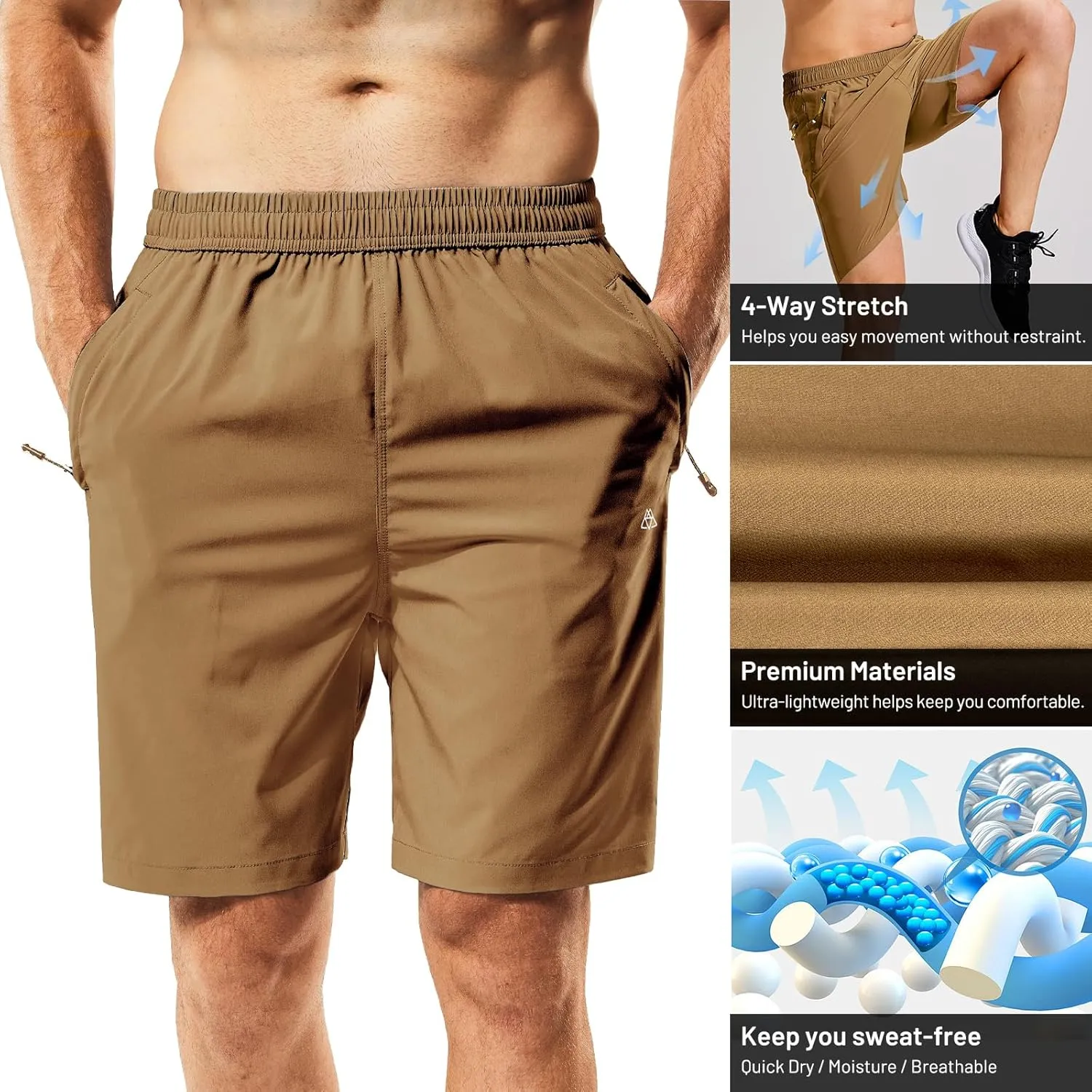 Haimont Men's Athletic Running Shorts 7 Inch Inseam Quick Dry Workout Gym Shorts with Zipper Pocket Lightweight No Liner