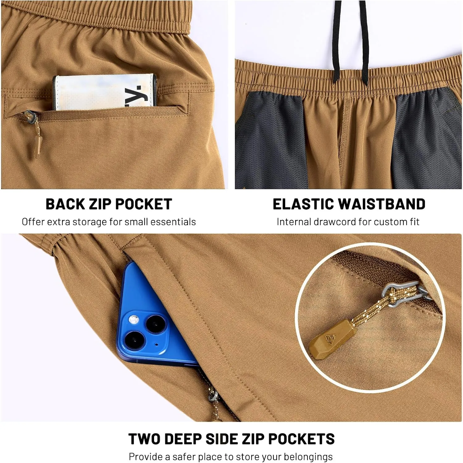 Haimont Men's Athletic Running Shorts 7 Inch Inseam Quick Dry Workout Gym Shorts with Zipper Pocket Lightweight No Liner
