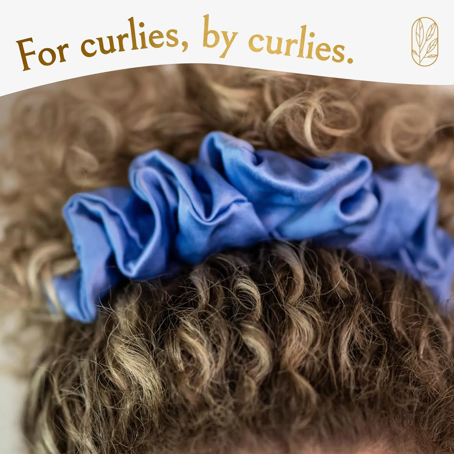 Hair Scrunchies for Women, Extra Large Silk Scrunchies for Curly Hair, Silk Ties No Damage for Thick Hairs, Hair Accessories, Ponytail Holder - Cerulean, XL