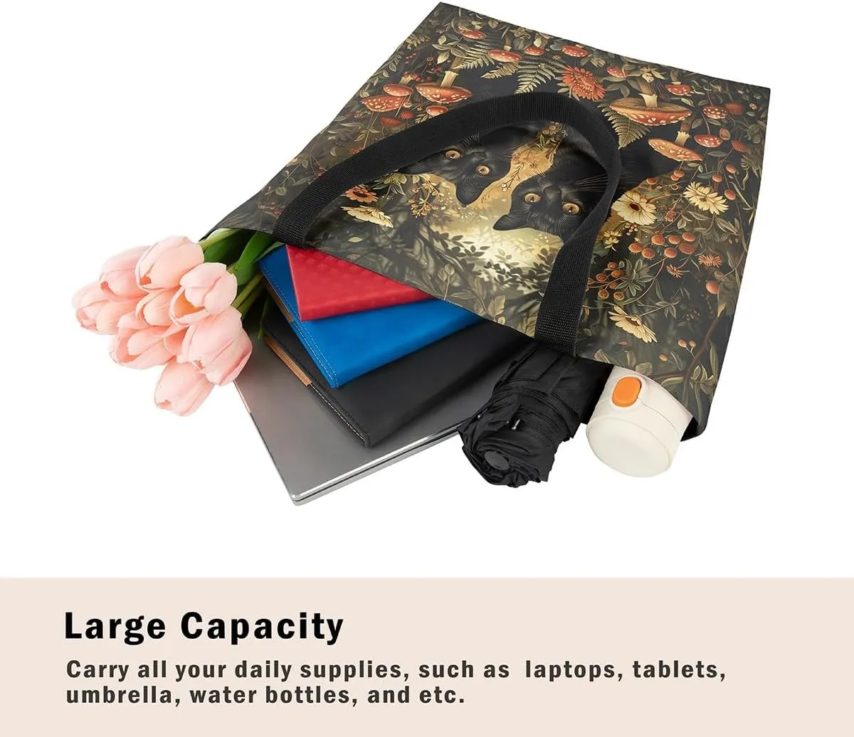 Halloween Canvas Tote Bag for Men Women Adults Cartoon Decorative Aesthetic Shoulder Handbags for Shopping Gym