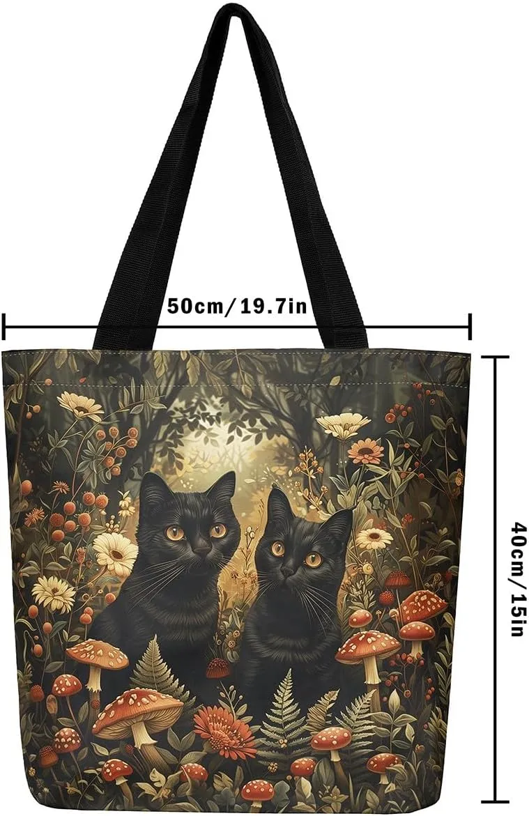 Halloween Canvas Tote Bag for Men Women Adults Cartoon Decorative Aesthetic Shoulder Handbags for Shopping Gym