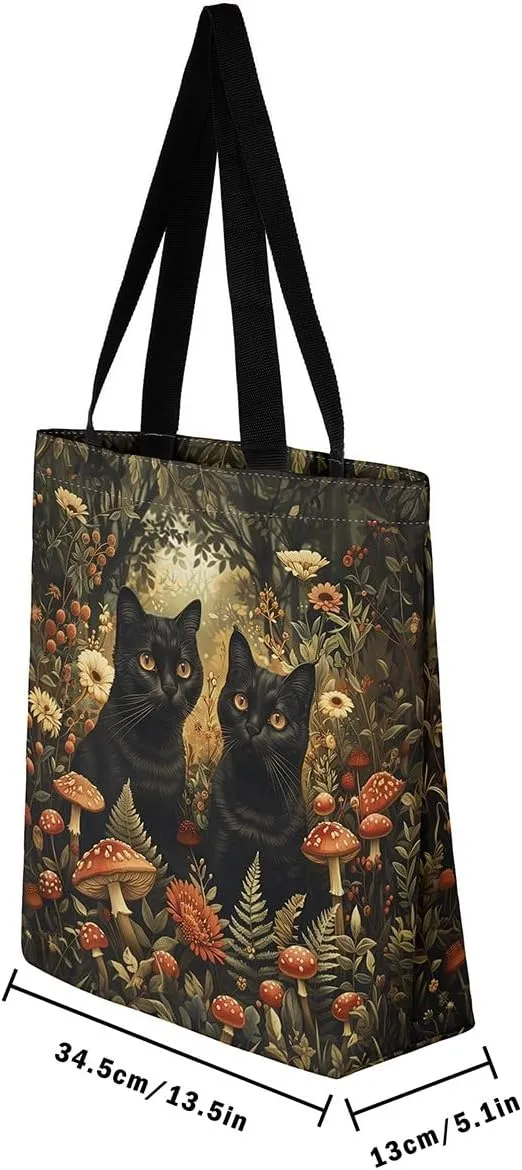 Halloween Canvas Tote Bag for Men Women Adults Cartoon Decorative Aesthetic Shoulder Handbags for Shopping Gym
