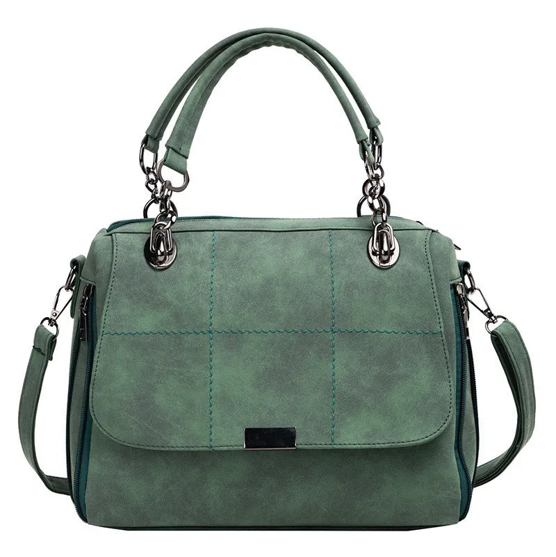 Handbag Matte Women Female Shoulder Bags Large Capacity Matcha Green PU Leather Lady Totes Boston Bag for Travel