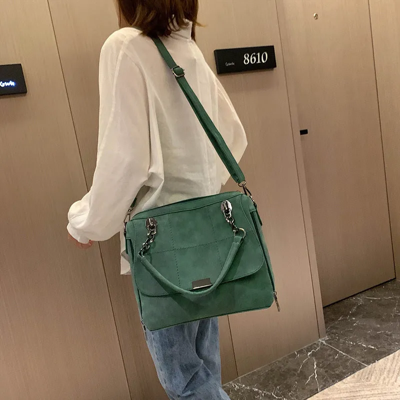 Handbag Matte Women Female Shoulder Bags Large Capacity Matcha Green PU Leather Lady Totes Boston Bag for Travel