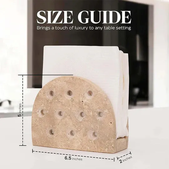 Handmade Travertine Marble Napkin Holder - Cream