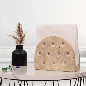 Handmade Travertine Marble Napkin Holder - Cream