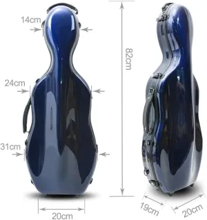 Hard Fiberglass Viola Case Strong Light Viola Box with Straps Viola Bag 2 Bow Holder Weighing only 2.68kg (Navy Blue), case51hulu-N