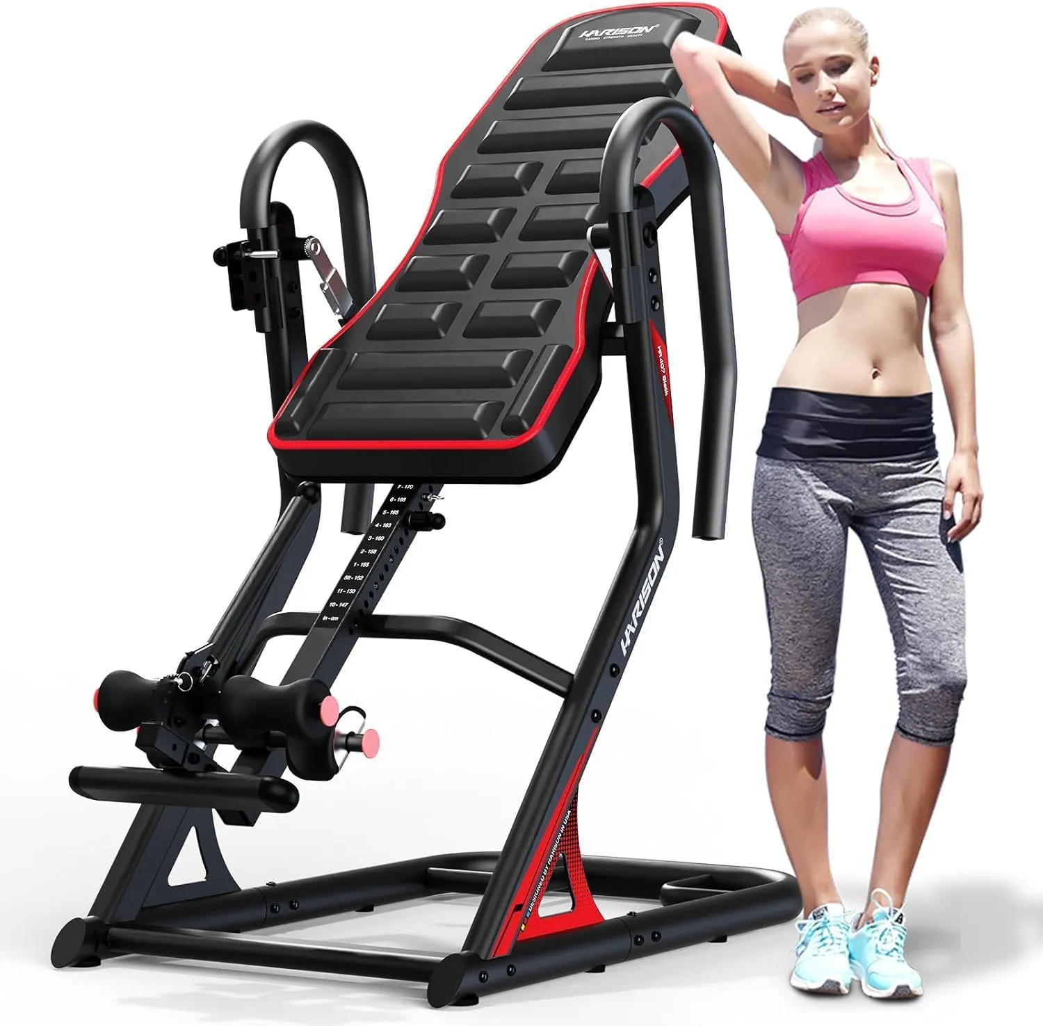 HARISON Heavy Duty Inversion Table for Back Pain Relief 350 LBS Capacity with 3D Memory Foam, Back Inversion Table with 180 Degree Full Inversion