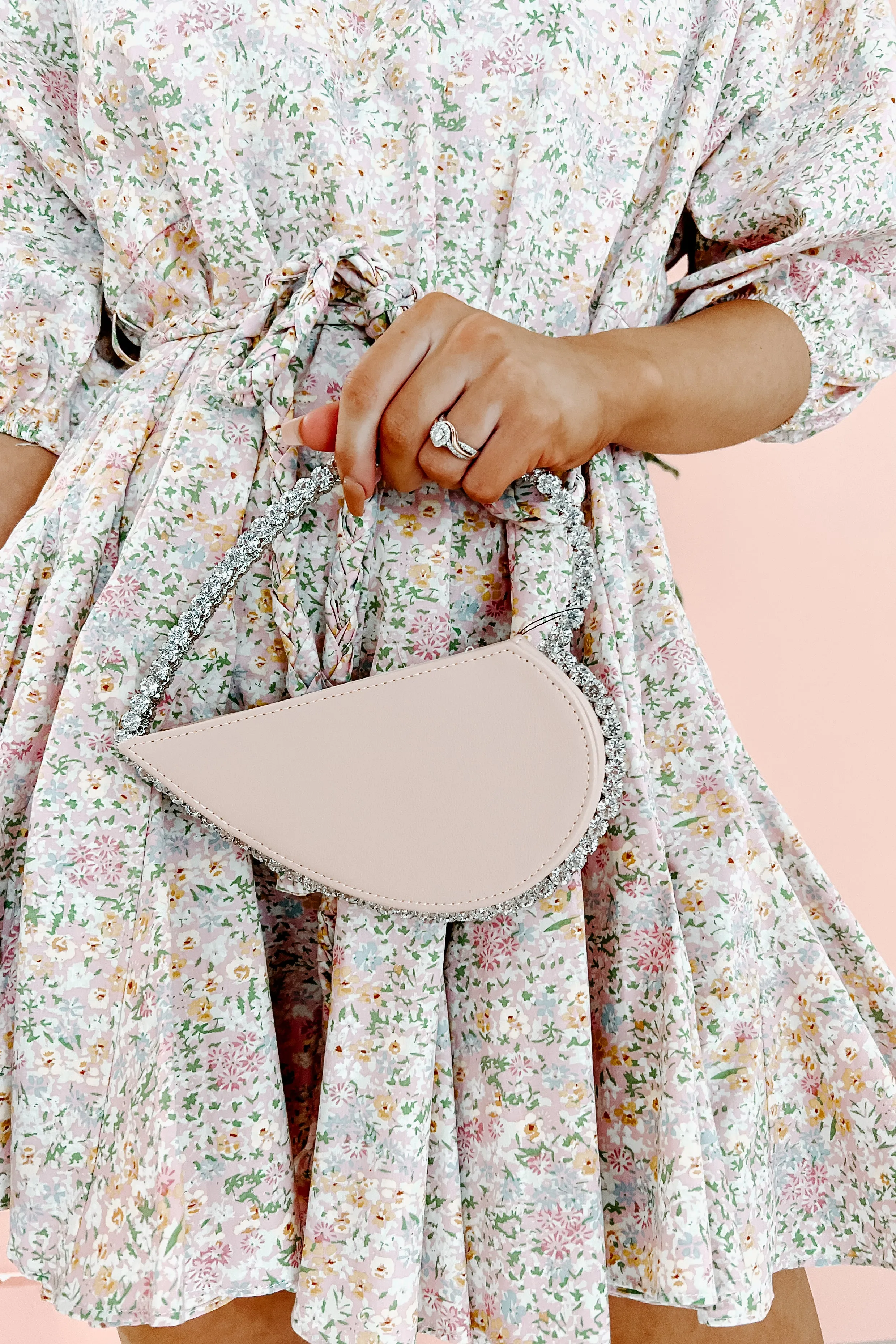 Heart On Your Sleeve Rhinestone Heart Clutch (Pink)