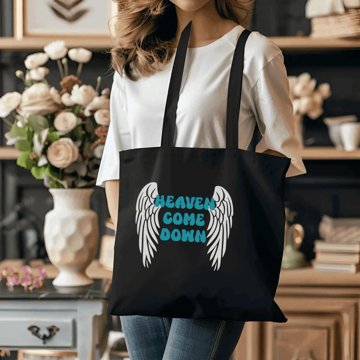 Heaven Come Down - Canvas Tote Bag, 5-Color Straps
