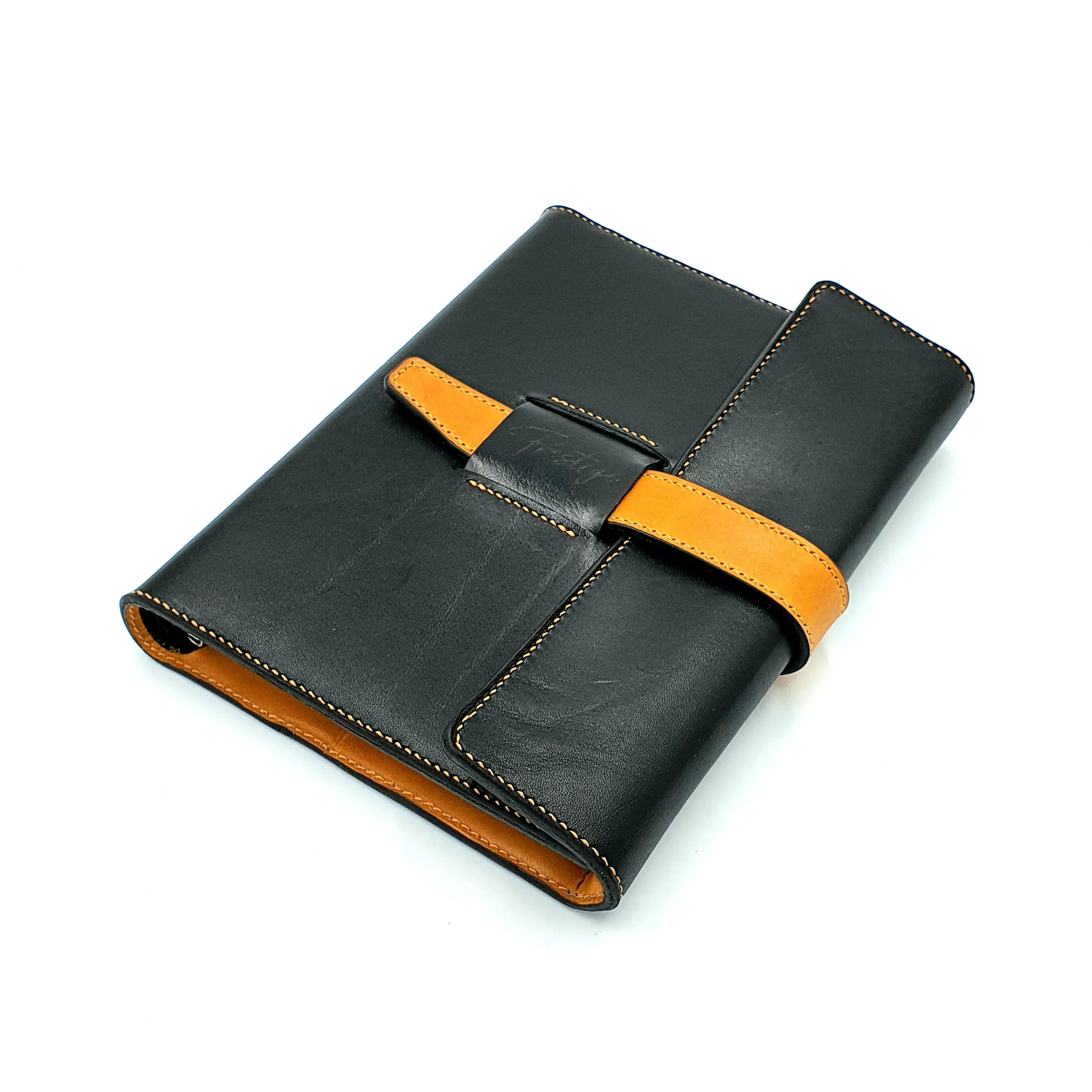 HERITAGE A5 Portrait Ring-Planner Sleeve, Black / Mustard ( Bespoke )