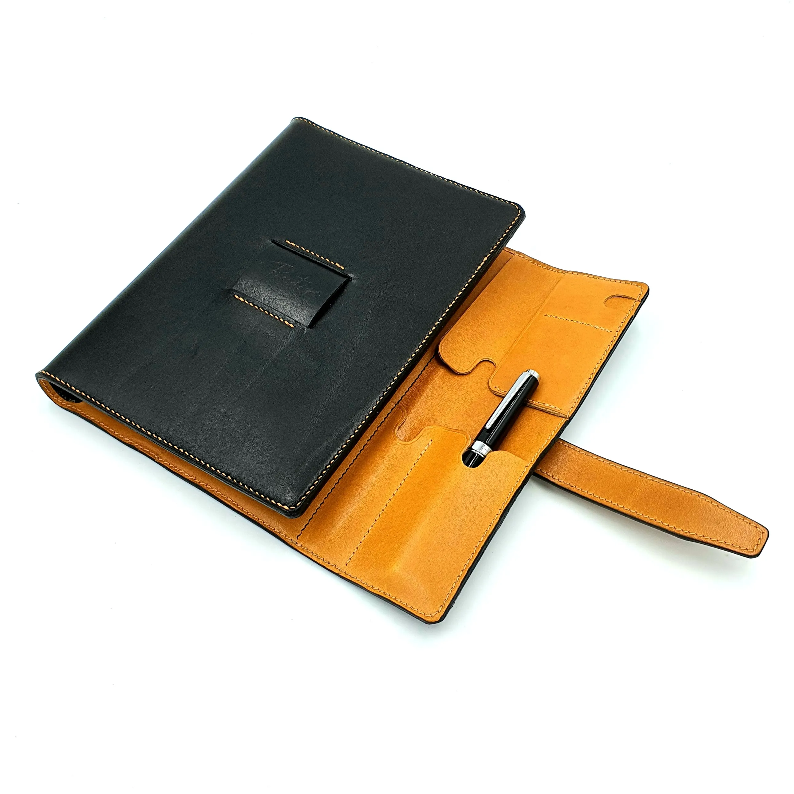 HERITAGE A5 Portrait Ring-Planner Sleeve, Black / Mustard ( Bespoke )