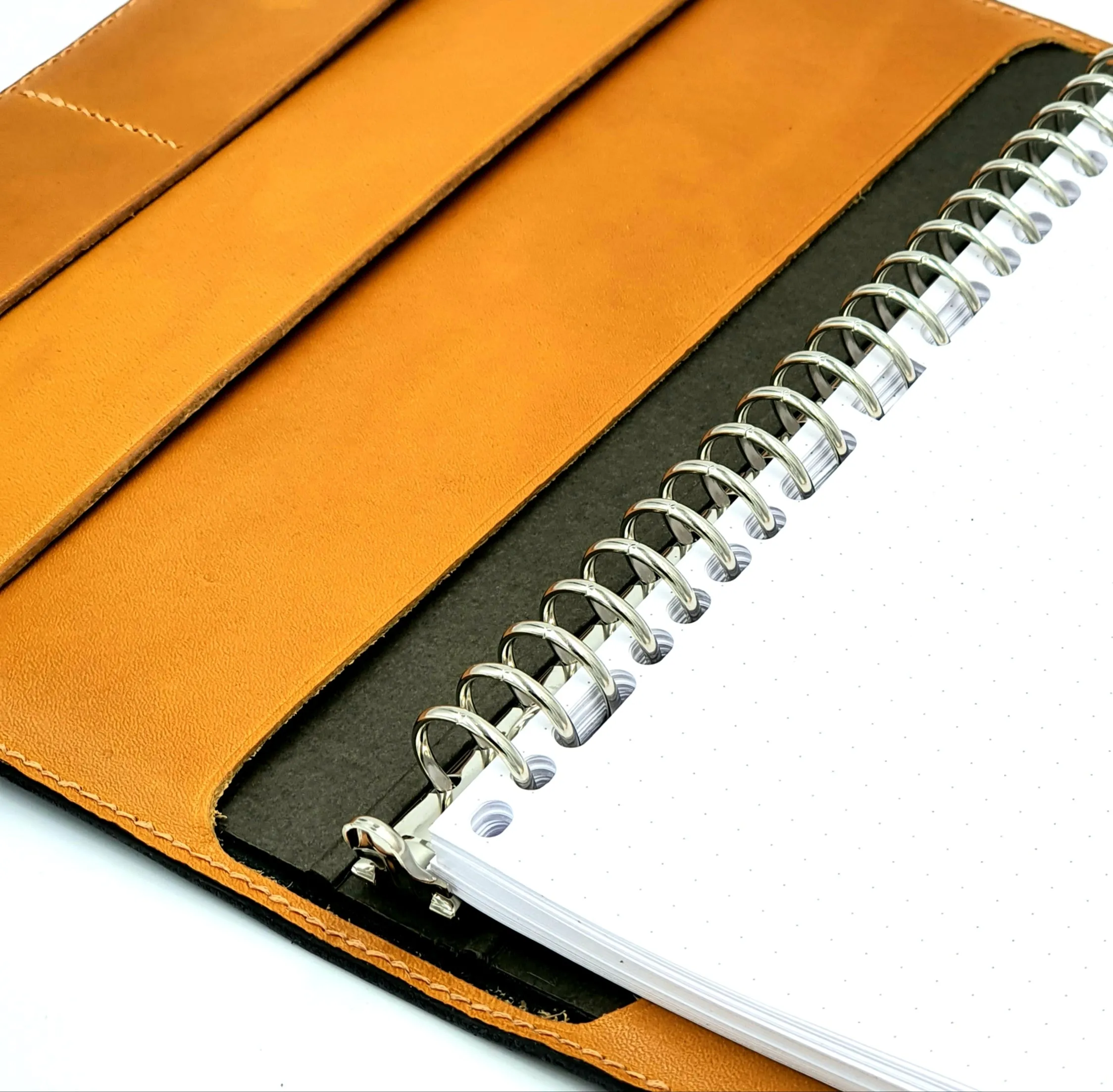 HERITAGE A5 Portrait Ring-Planner Sleeve, Black / Mustard ( Bespoke )