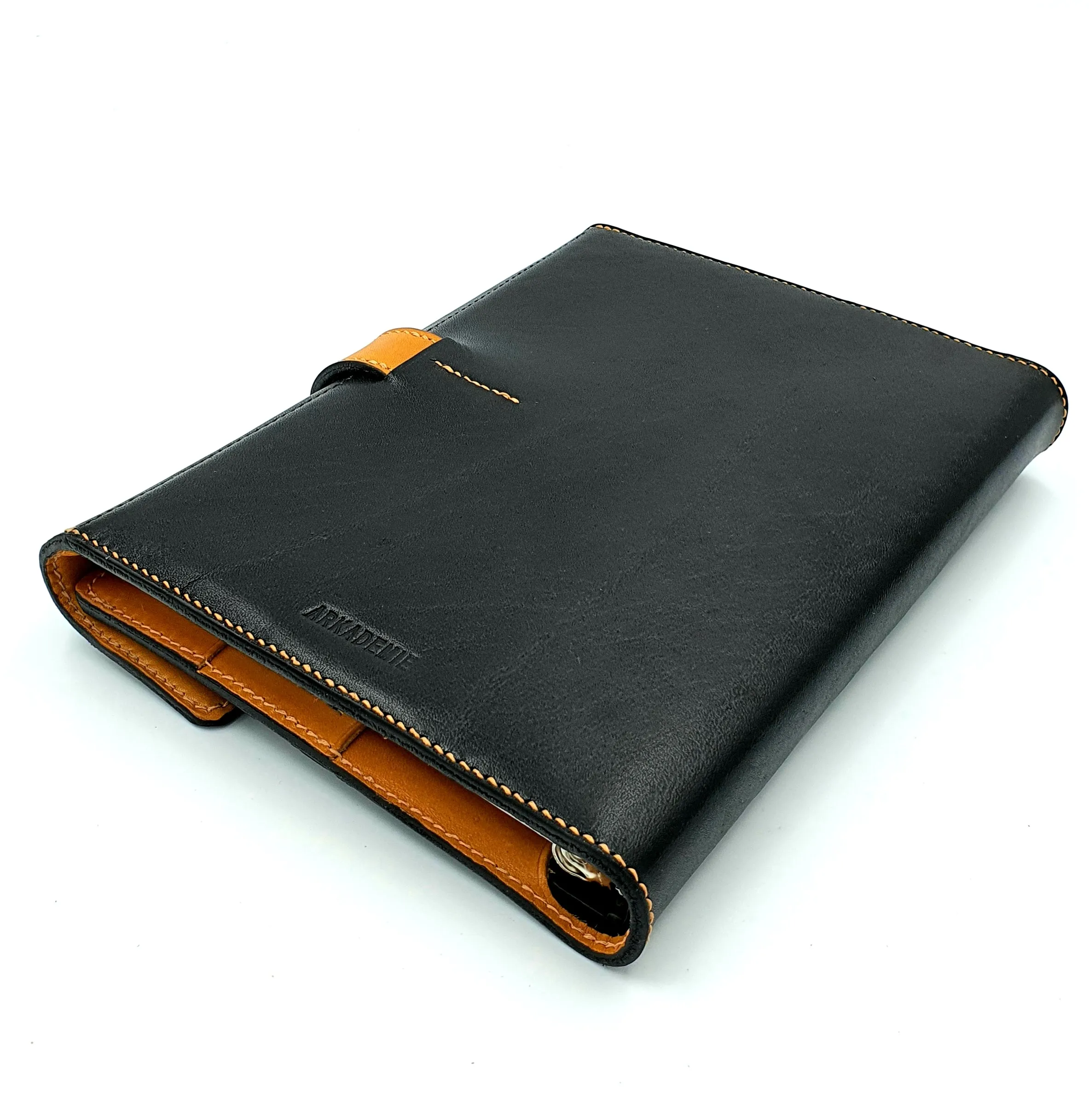 HERITAGE A5 Portrait Ring-Planner Sleeve, Black / Mustard ( Bespoke )