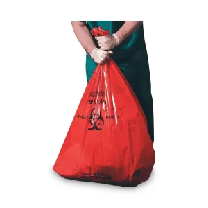 Heritage Healthcare Pre-Printed High-Density Can Liners, Infectious Waste Biohazard, 33 gal, 13.97mic, 33 x 40, Red, Flat Pack, 250/CT