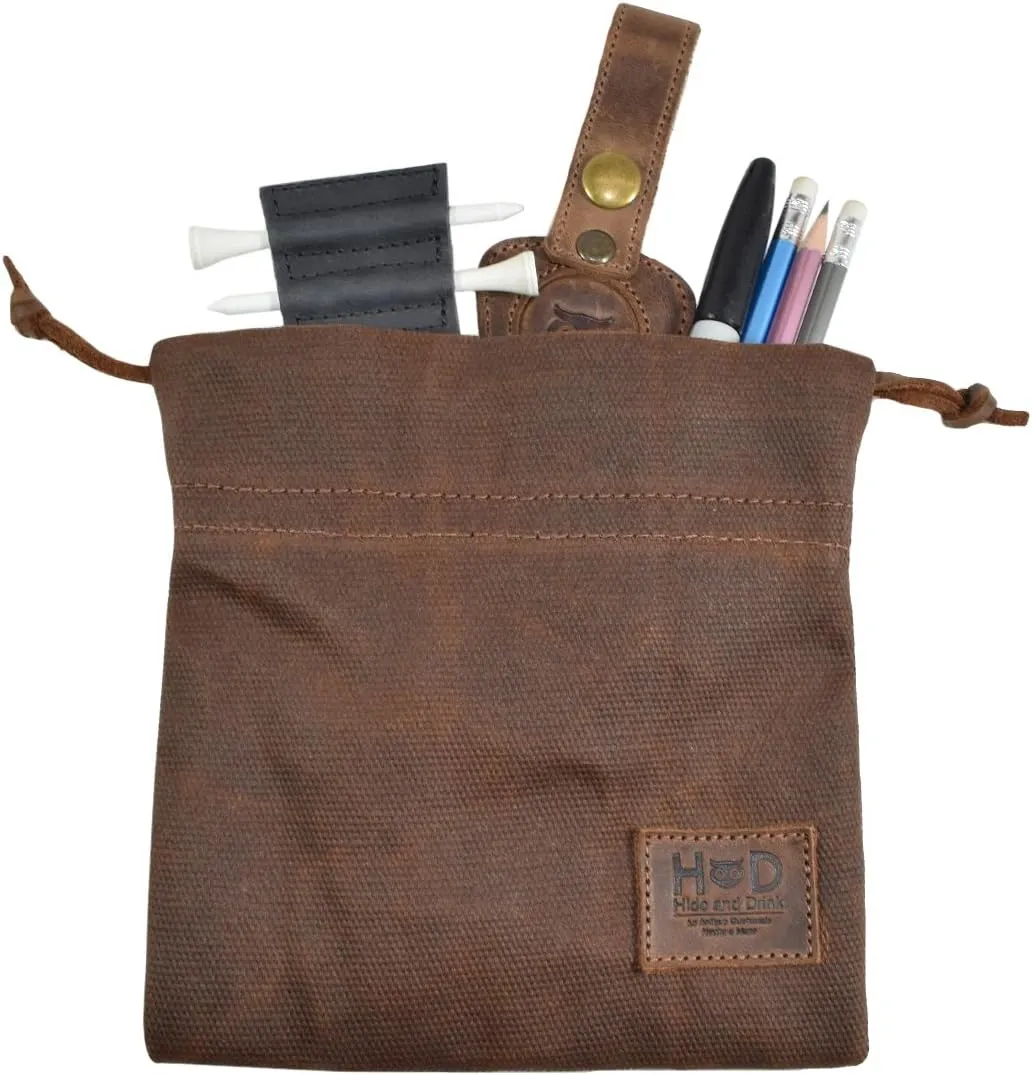Hide & Drink, Golf Valuables Field Pouch, Golf Bag, Multipurpose Pouch with String, Sport Organizer, Waxed Canvas, Handmade