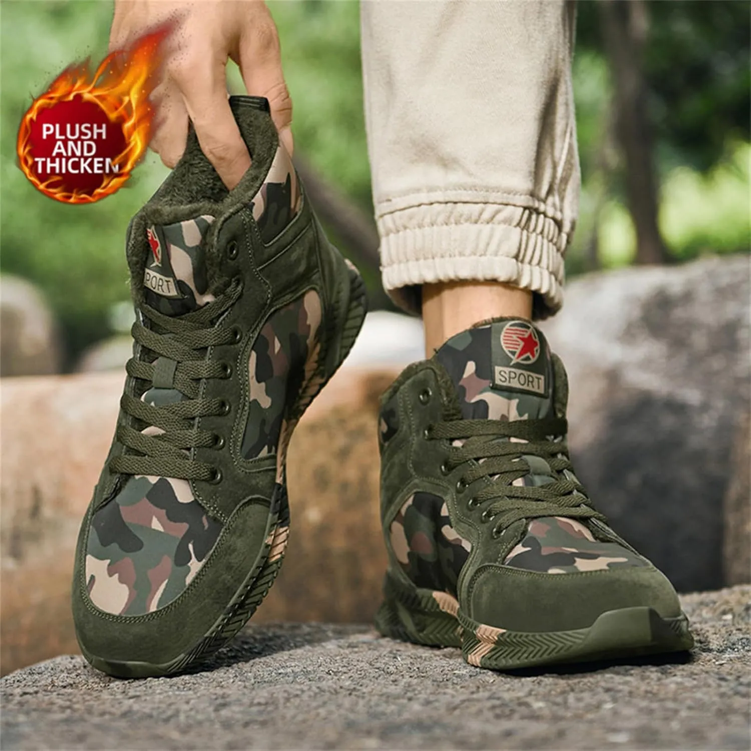 High-top Sports Canvas Camouflage Shoes Suitable for Outdoor Mountaineering and Hiking Training