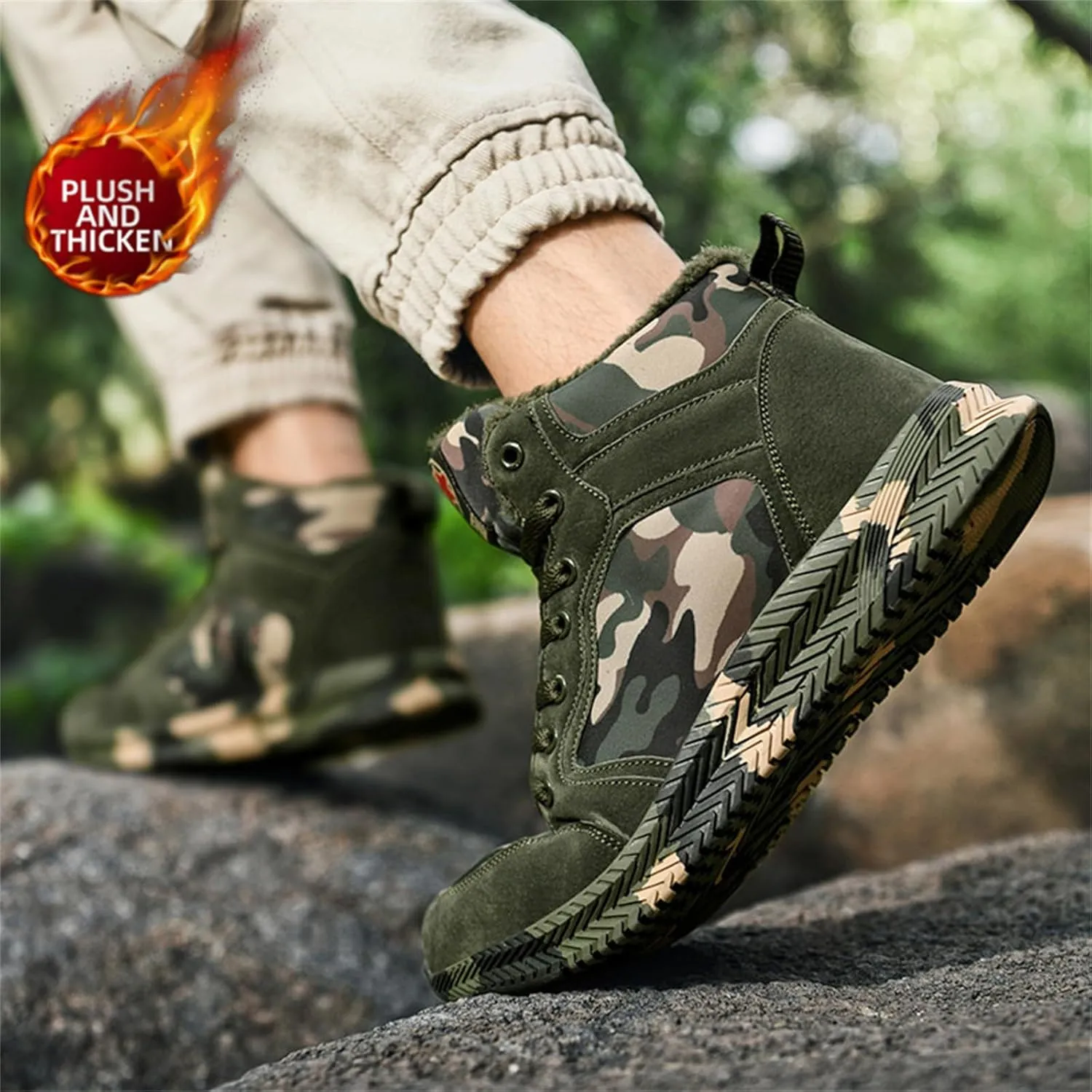 High-top Sports Canvas Camouflage Shoes Suitable for Outdoor Mountaineering and Hiking Training