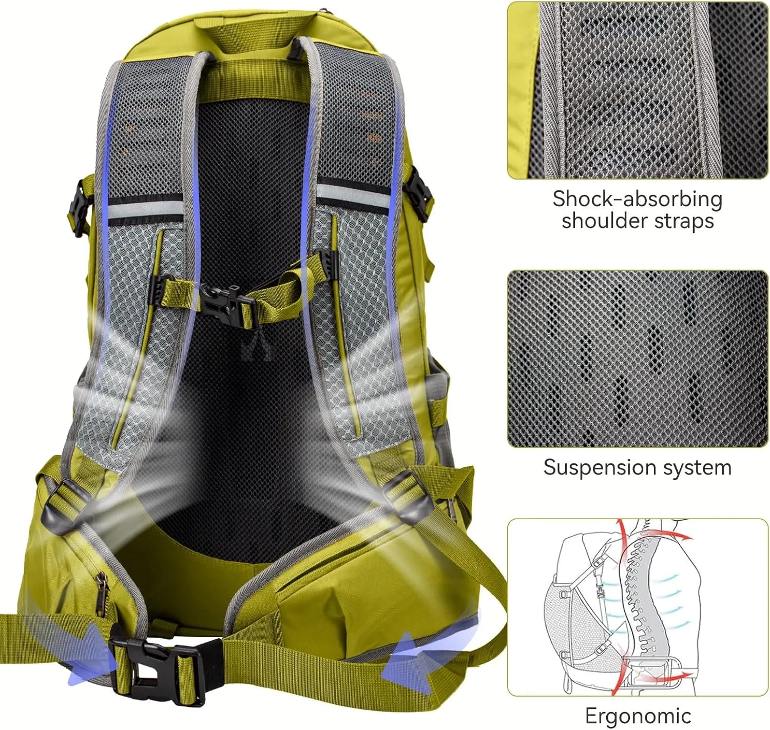 Hiking Backpack 40L, Waterproof Hiking Backpack with Rain Cover, Large Camping Bag Outdoor Sport Travel Daypack
