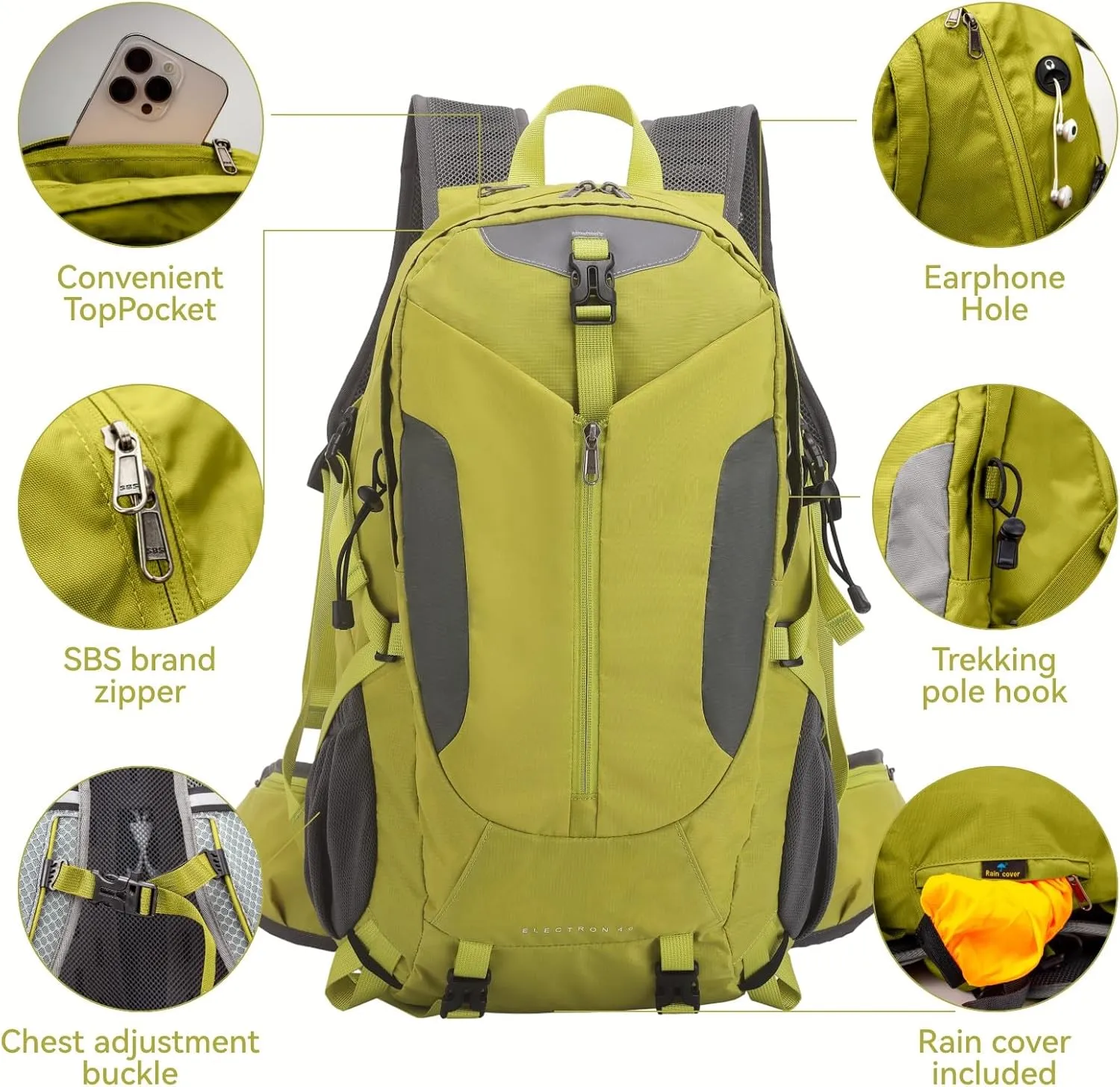Hiking Backpack 40L, Waterproof Hiking Backpack with Rain Cover, Large Camping Bag Outdoor Sport Travel Daypack