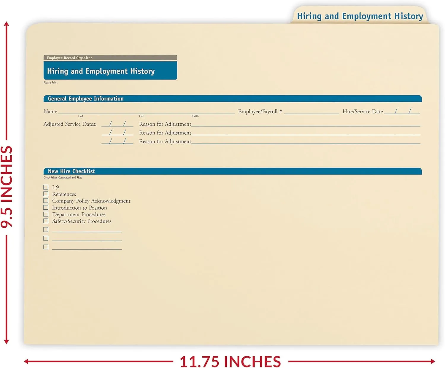 Hiring/Employment Folder | 11.75” x 9.5” | HR and Employee Management | 25-Pack