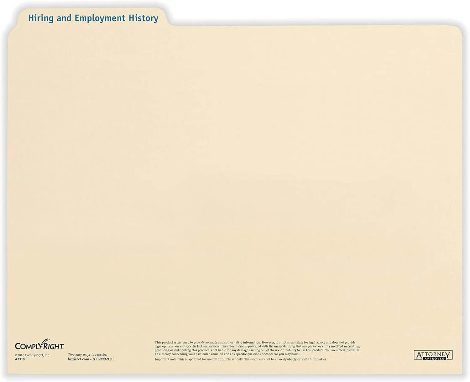 Hiring/Employment Folder | 11.75” x 9.5” | HR and Employee Management | 25-Pack