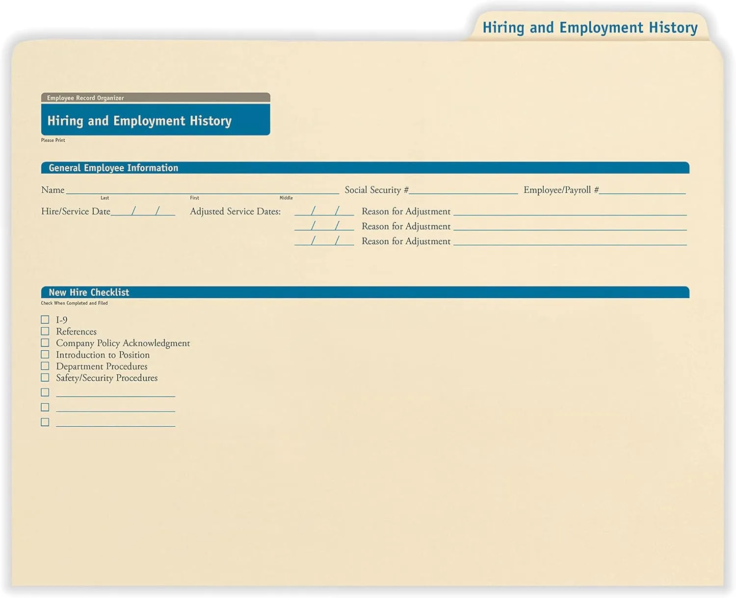 Hiring/Employment Folder | 11.75” x 9.5” | HR and Employee Management | 25-Pack