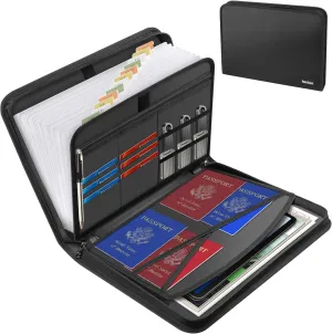 Hontom Accordion File Organizer,13 Pockets Fireproof Expanding File Folder with Multi Pockets,Portable Business Fire Safe Storage Document Organizer Folder with Zipper for Documents and File