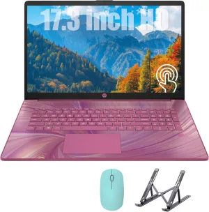 HP 17 Laptop, Intel Celeron N4120 Processor, 17.3’’ HD  Touchscreen Display, 32GB RAM,1TB SSD, Intel UHD Graphics, Backlit Keyboard, Windows 11 Home, Fatcayes Accessory, Sunkissed Plum (Renewed)