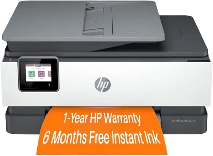 HP OfficeJet 8022e All-in-One Color Inkjet Wireless Printer Scanner Copier with 6-months Instant Ink Included Phone Computer Printers for Home Use Two-Sided Printing Scanning 1K7K6A (Renewed Premium)