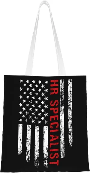 Hr Specialist Usa Flag Tote Bag for Women Canvas Shopping Bags Reusable Beach Bag Grocery Bags Tote Shoulder Bag Gift Bags