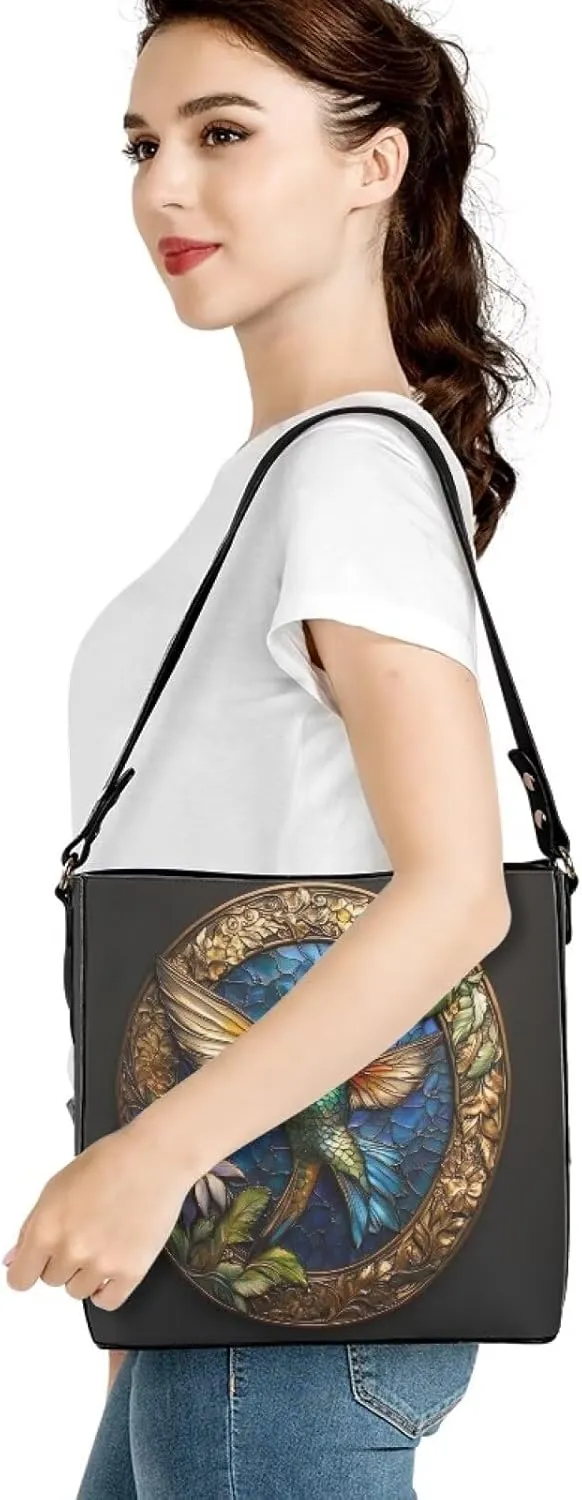 HUGS IDEA Handbags for Women Large Capacity Hobo Bags Leather Bucket Top-handle Purse