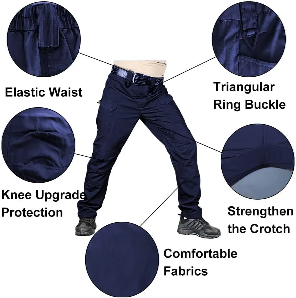 HYCOPROT Men's Hiking Pants Ripstop Water Repellent Lightweight Casual Cargo Pants Quick Dry Army 10 Pockets Work Trousers