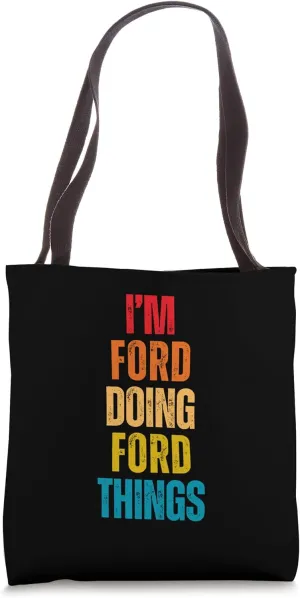 I Love Ford Personalized Retro Pattern First Name Tote Bag