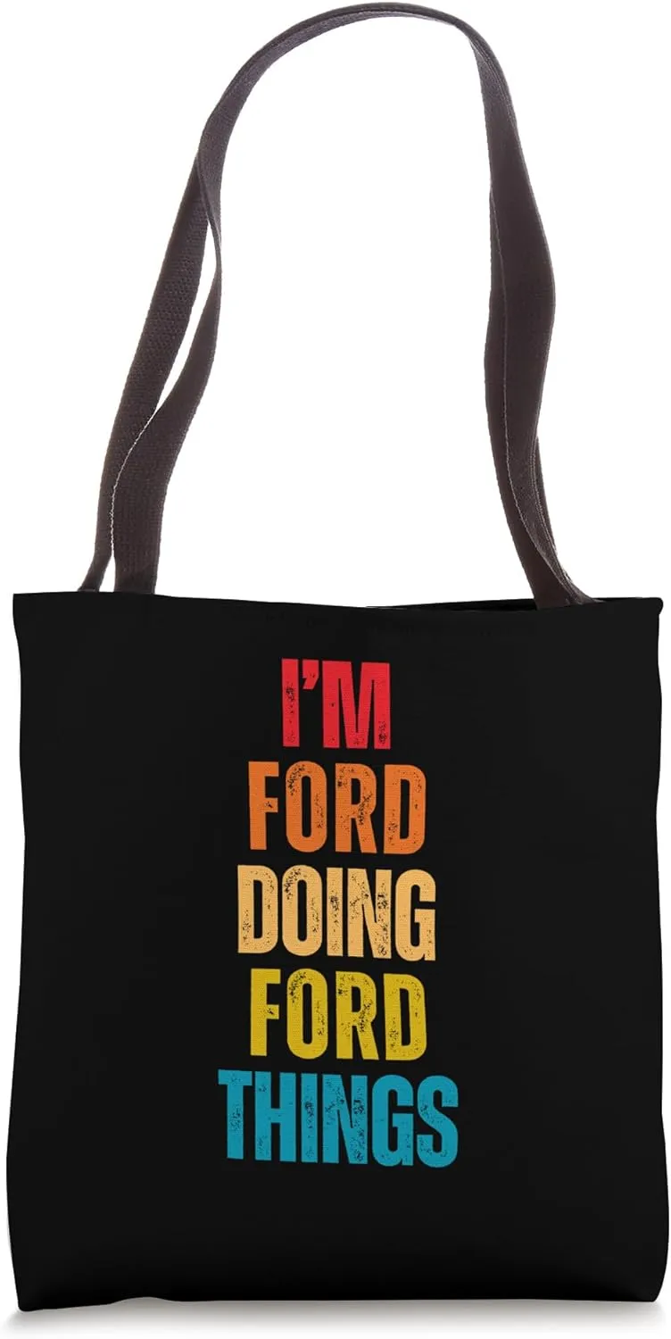 I Love Ford Personalized Retro Pattern First Name Tote Bag