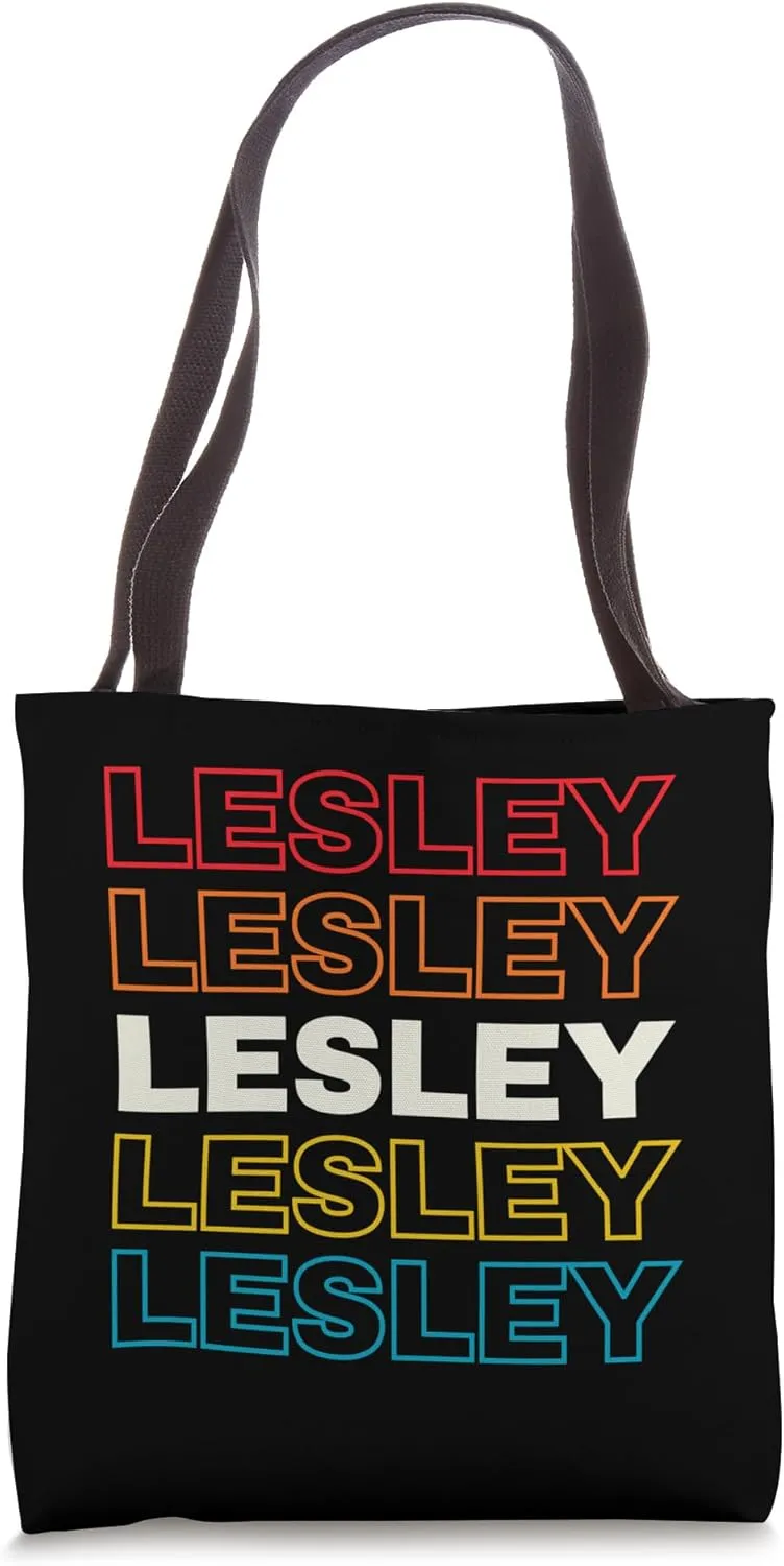 I Love Lesley Personalized Retro Sunset First Name Tote Bag