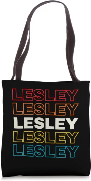 I Love Lesley Personalized Retro Sunset First Name Tote Bag