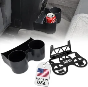 IAG Removable Rear Dual Cup Holder - Made in USA for Ford Bronco 2021  2/4 Door (NOT Sport), Easy Installation for Back seat