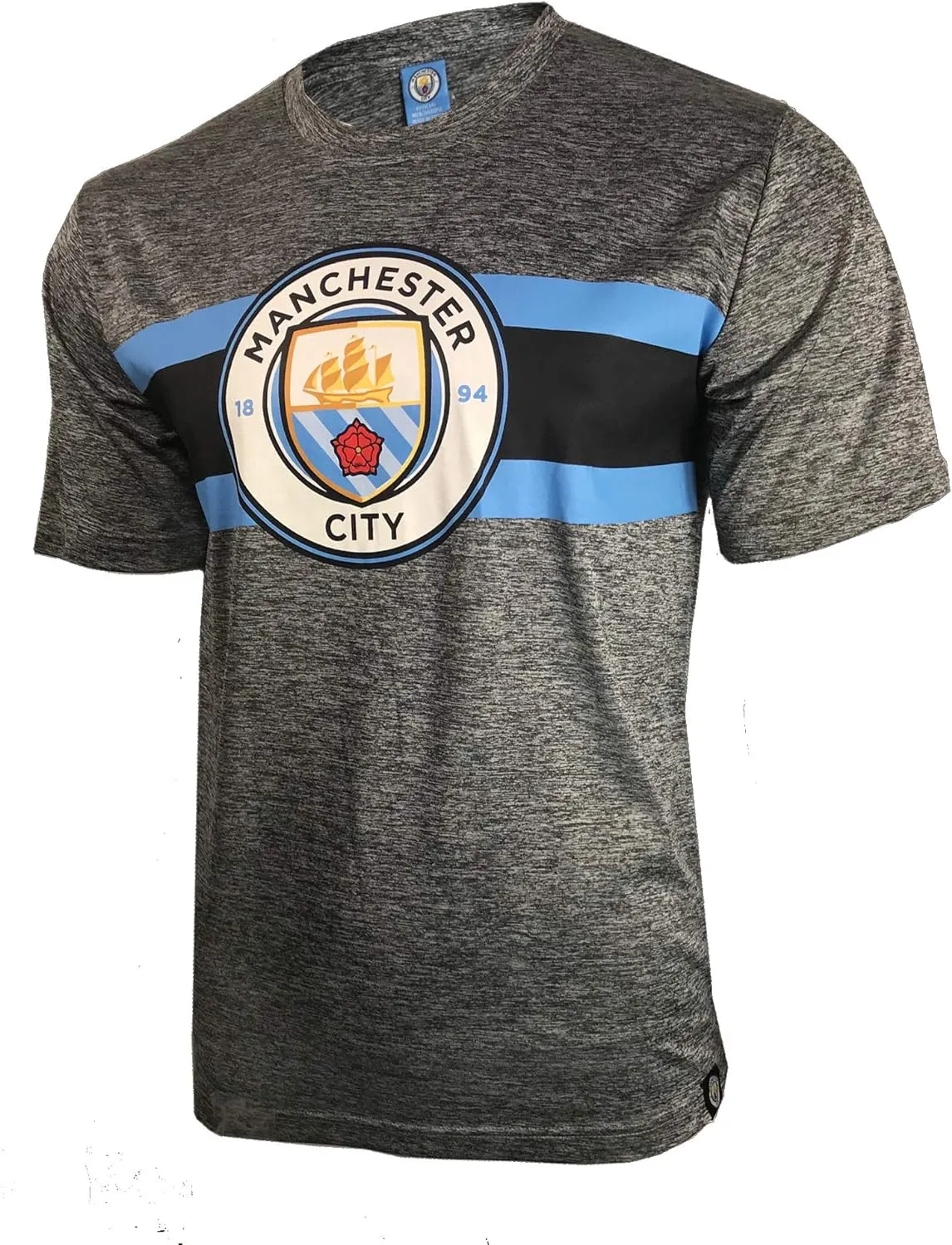 Icon Sports Mens International Soccer Manchester City Short Sleeve Color Block T-Shirt, Small, Team Color