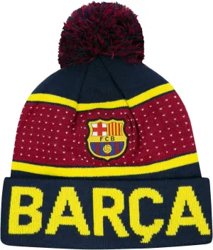 Icon Sports Mens Pegged Team Pom Beanie UEFA Champions League Soccer Barcelona, Team Color, OSFM (FCB44BN)