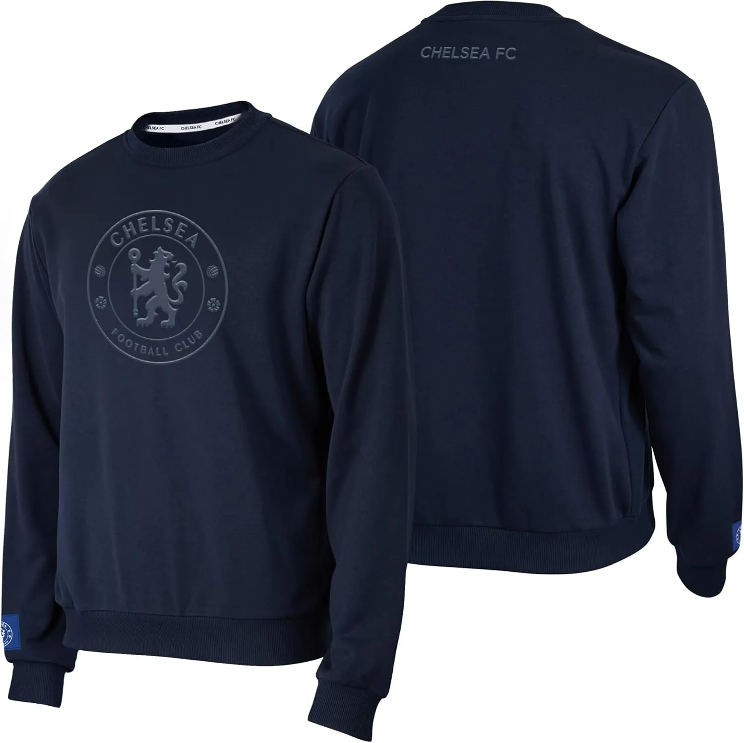 Icon Sports Officially Licensed Football Club Cotton Terry Monochromatic Crewneck Pullover Sweater – Mens Soccer Apparel