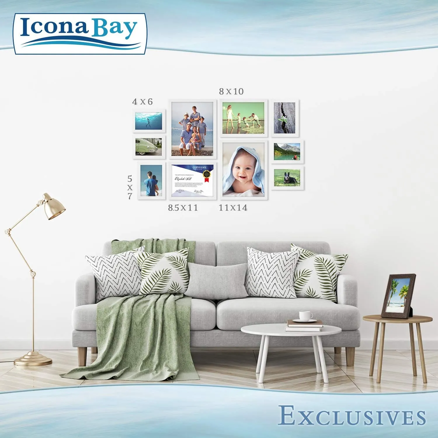 Icona Bay 8.5x11 Diploma Frames (White, 12 Pack), Sturdy Wood Composite Certificate Frame, Sleek Document Frame Bulk, Table Top or Wall Mount, Exclusives Collection
