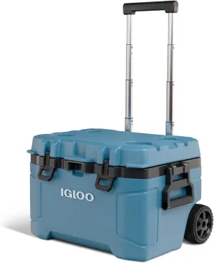 Igloo Trailmate 52Qt Wheeled Cooler, Insulated Hard Shell Ice Chest, Modern Blue