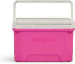 Igloos Laguna Small 9 QT Ice Chest Cooler, Fuchsia Burst, Hard Shell Portable Cooler Box, with Tray Lid and Cup Holders, Cool Riser Technology, Easy Clean, Travel, Beach, Camping