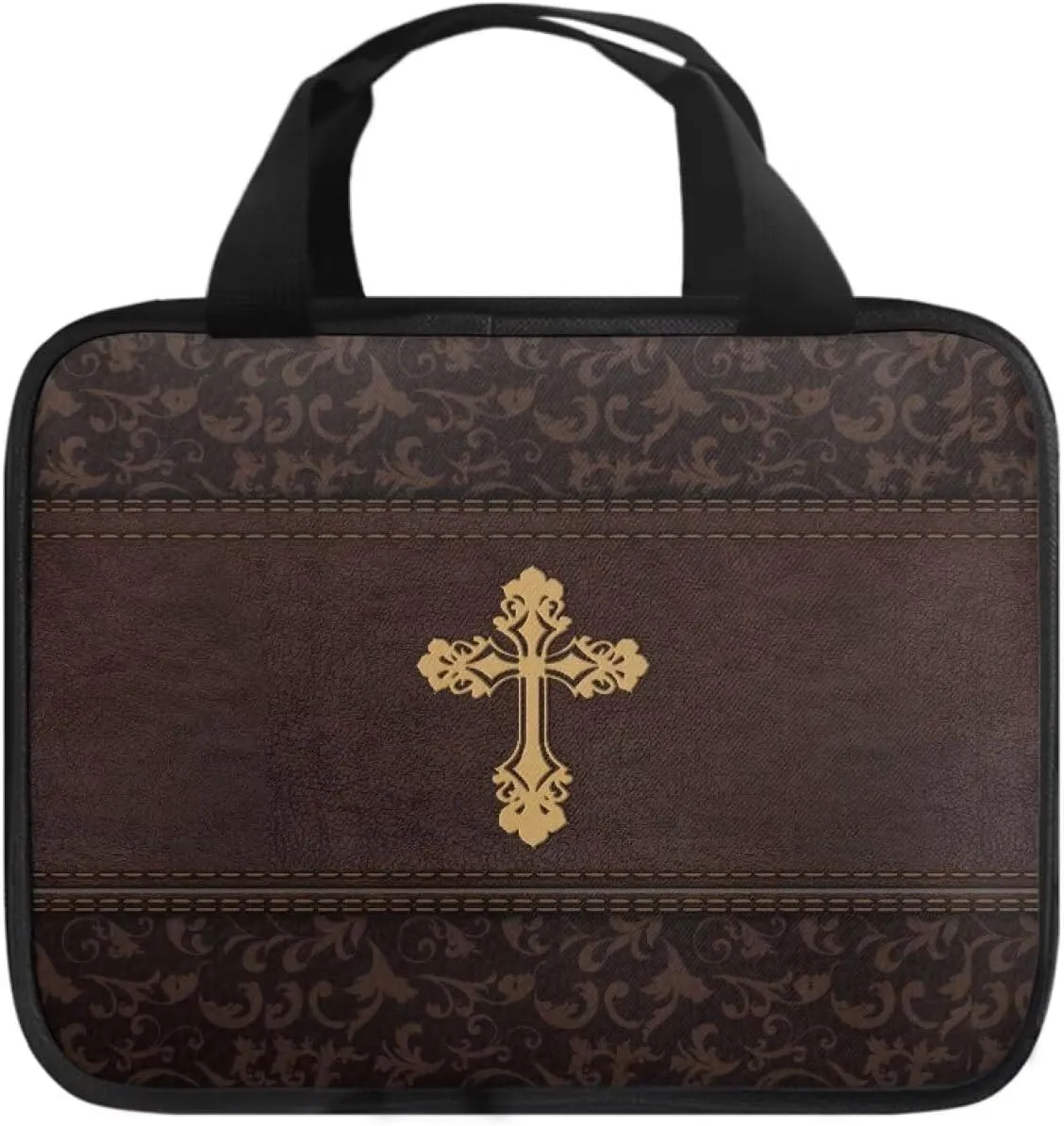Imitation Leather Print Bible Case Bible Cover for Women Canvas Bible Carrying Case Built-in Pocket Handle Church Bag